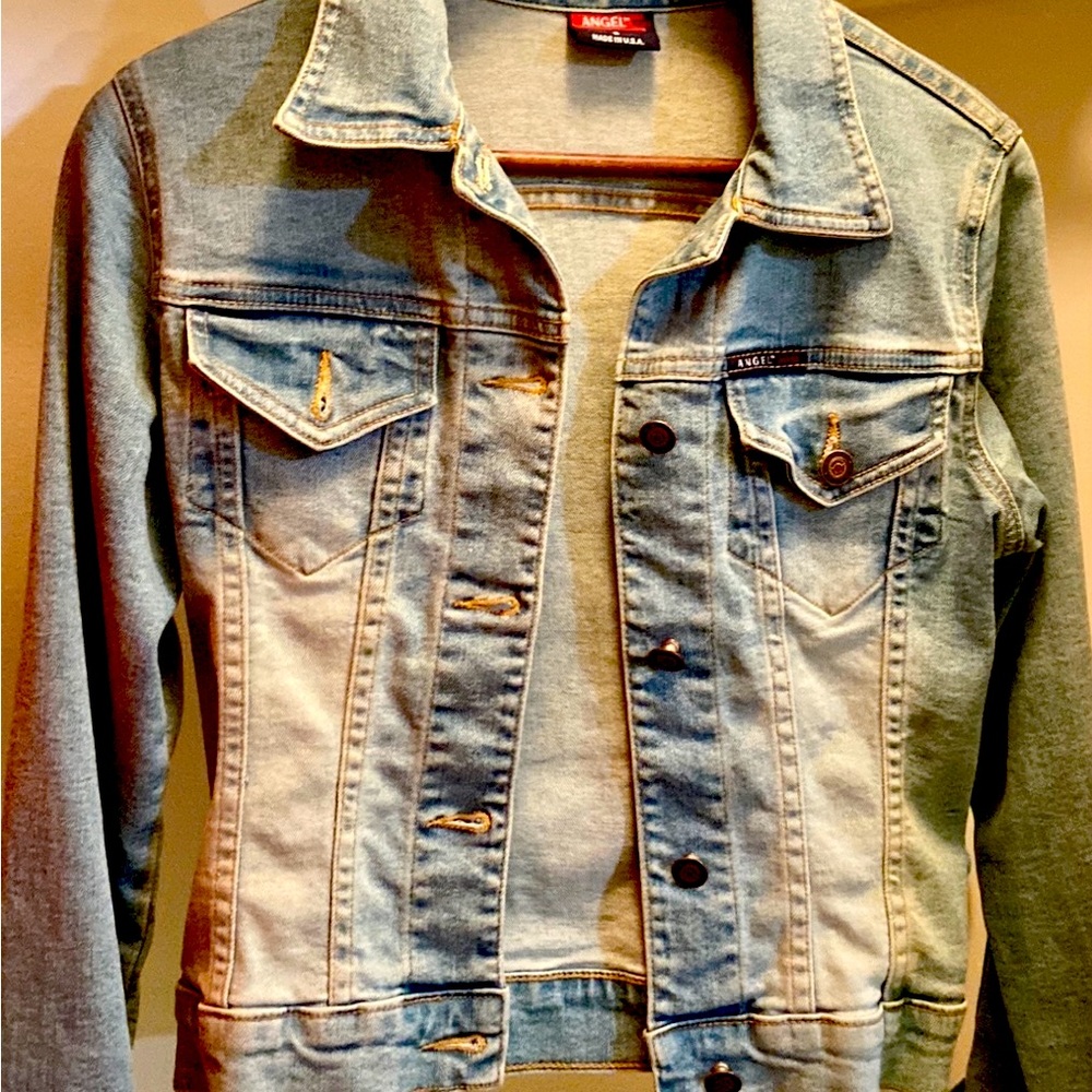 Angel red label cropped jean jacket